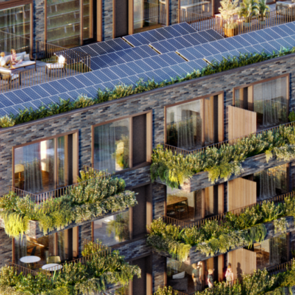 Zonnepanelen op appartementencomplex